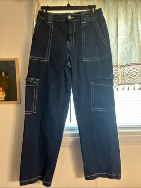 Almost Famous  Cargo Jeans with White Contrast Stitching
